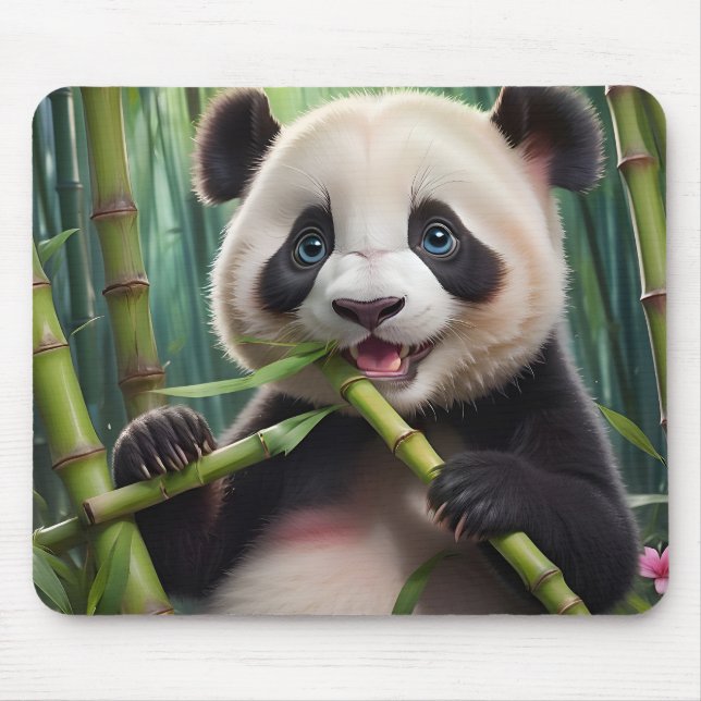 Süßer Panda, der Bambus frisst Mousepad (Vorne)