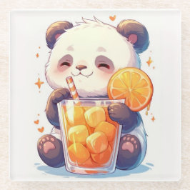 Süßer Panda, der Orangensaft trinkt Untersetzer | 