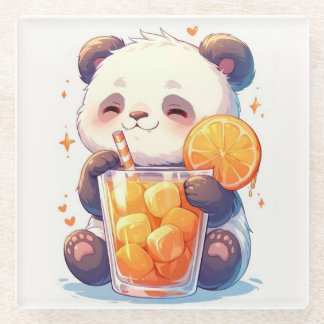 Süßer Panda, der Orangensaft trinkt Untersetzer |