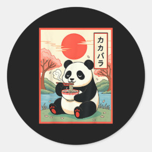 Süßer Panda, der Ramen Anime-Nudeln isst Japanisch Runder Aufkleber