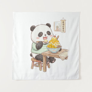 Süßer Panda, der taiwanesisches Mango-Shaved-Ice-F Wandteppich