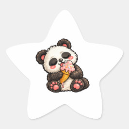 Süßer Panda Eiscreme Stern-Aufkleber