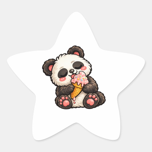 Süßer Panda Eiscreme Stern-Aufkleber (Vorderseite)
