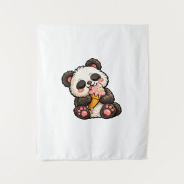 Süßer Panda Eiscreme Wandteppich
