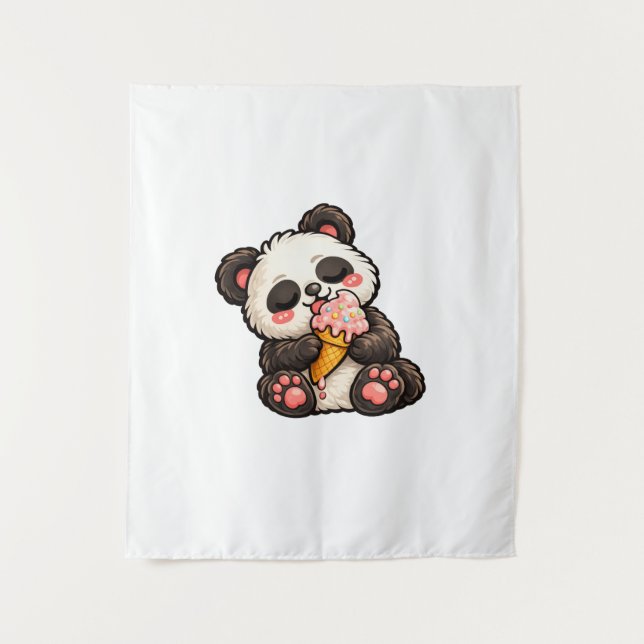 Süßer Panda Eiscreme Wandteppich (Vorderseite)