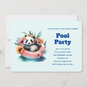 Süßer Panda entspannt auf einer Poolparty mit Schl Einladung