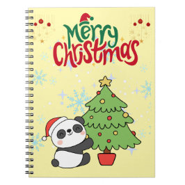 süßer Panda Frohe Weihnachten Notizbuch Notizblock