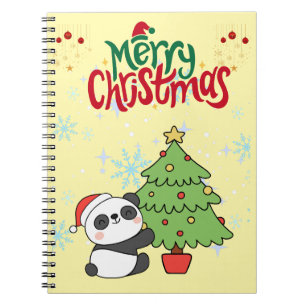 süßer Panda Frohe Weihnachten Notizbuch Notizblock