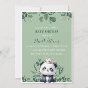 Süßer Panda Grünpflanzen Grün Babyparty Einladung