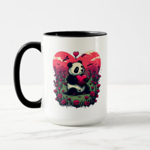 Süßer Panda hält Herz - Valentinstag Geschenk Tasse