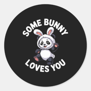 Süßer Panda Hase Ostern Some Bunny Liebt Dich Runder Aufkleber