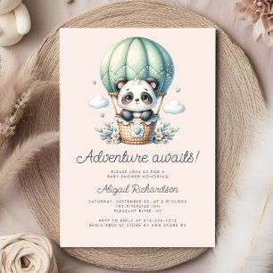 Süßer Panda-Heißluftballon Mintgrüne Babyparty Einladung