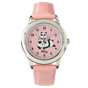 Süßer Panda-Jungtier und Mummy Kids Personalisiert Armbanduhr
