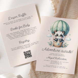 Süßer Panda Mintgrüner Rouge QR-Code Baby Shower Einladung