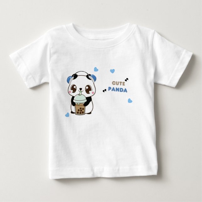 Süßer Panda mit Bubble Tea Baby T-shirt (Vorderseite)