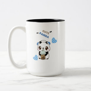 Süßer Panda mit Bubble Tea Zweifarbige Tasse