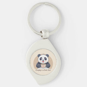 Süßer Panda mit Kaffee Schlüsselanhänger
