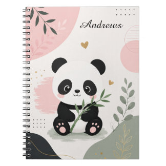Süßer Panda Name Pink Sage Bambus Notizbuch Notizblock
