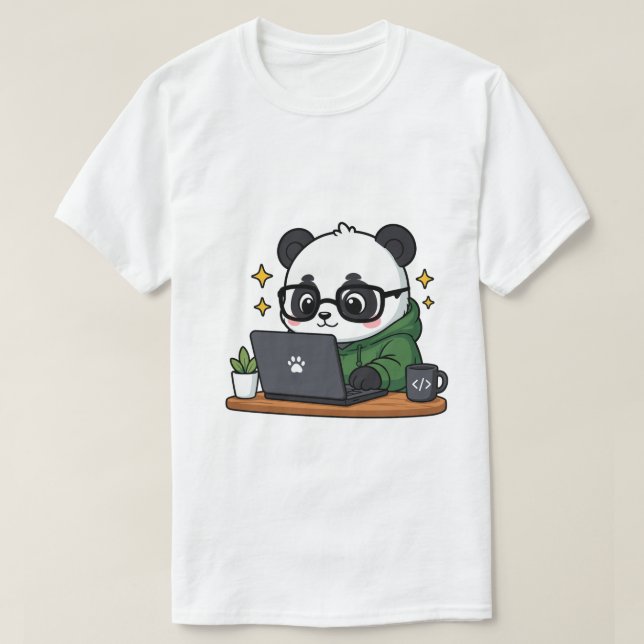 Süßer Panda-Programmierer Coding Laptop | Kawaii C T-Shirt (Design vorne)