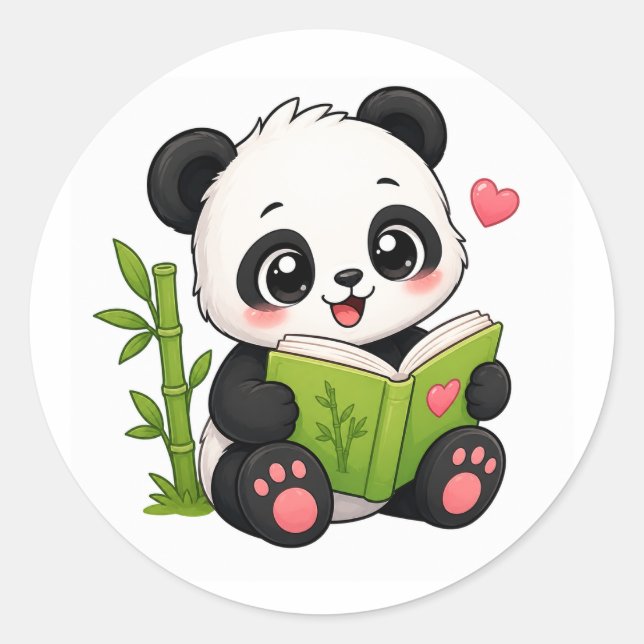 süßer Panda Runder Aufkleber (Vorderseite)