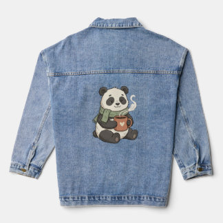 Süßer Panda - Tierillustration Café Jeansjacke