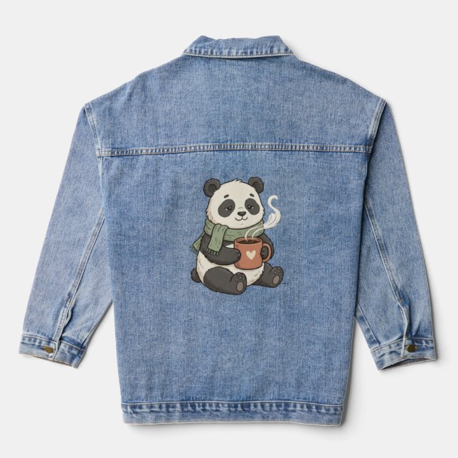 Süßer Panda - Tierillustration Café  Jeansjacke (Rückseite)
