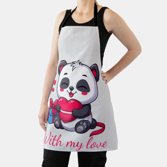 Süßer Panda umarmt Herz Schürze (InSitu)