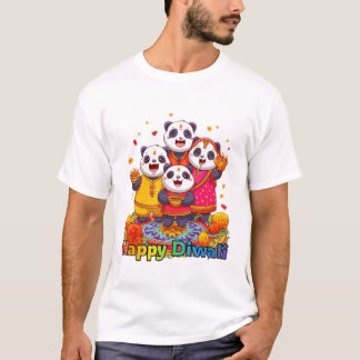 Süßer Panda und Familie feiern hinduistisches Fest T-Shirt