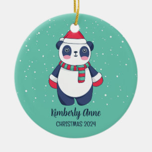 Süßer Panda Weihnachten Tier Schnee Winter Feierta Keramik Ornament