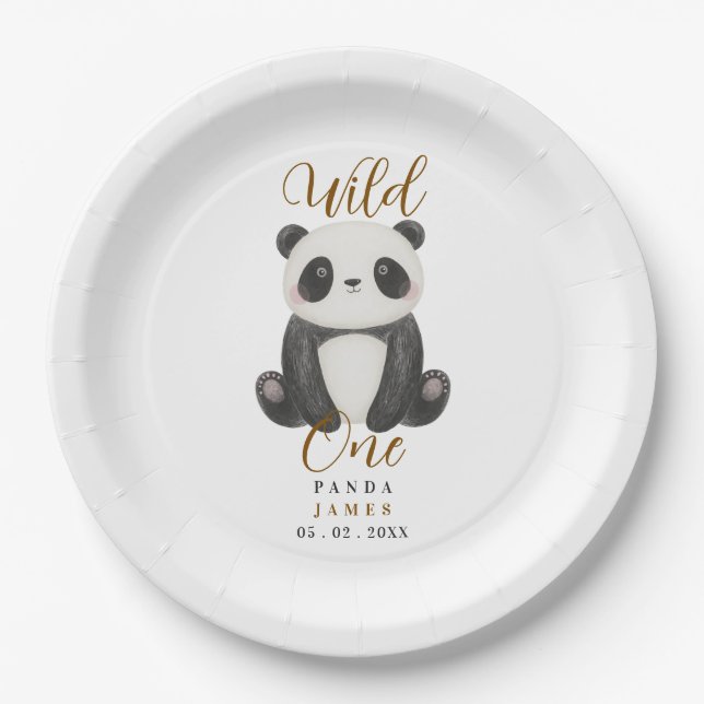 süßer Panda wild erste Geburtstag  Pappteller (Vorderseite)
