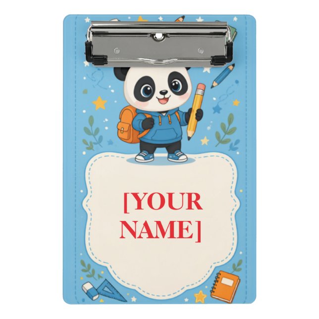 Süßer Panda Zurück zur Schule  Mini Klemmbrett (Vorderseite)