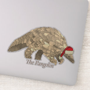 Süßer Pangolin-Santa gefährdete Art Weihnachten Aufkleber