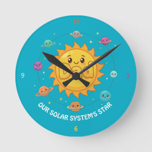 Süßer Papa Sonnensystem Stern Weltraum Cartoon Runde Wanduhr