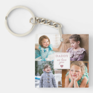 Süßer Papa wir lieben dich 4 Foto-Collage Schlüsselanhänger