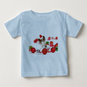 Süßer Papillon-Hund Weihnachten Santa Hut Baby T-shirt