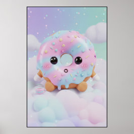 Süßer Pastell-Donut-Charakter | Kawaii-Dessert-Kun Poster