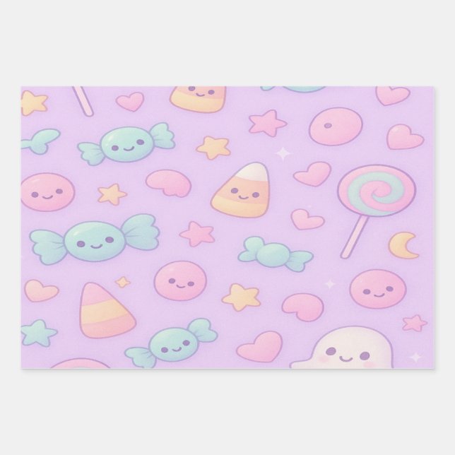 Süßer Pastell-Geist Halloween, Geschenkpapier Set (Vorderseite)