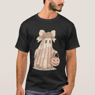 Süßer Pastell-Geist mit Coquette-Bogen-Kürbis-Eime T-Shirt