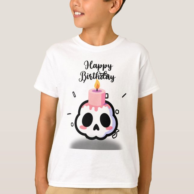 Süßer Pastell-Goth-Schädel Geburtstag T-Shirt (Vorderseite)