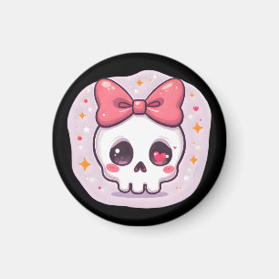 Süßer Pastell-Goth-Totenkopf mit Schleife Magnet
