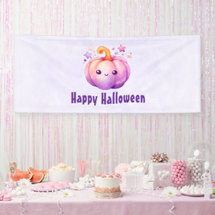Süßer Pastell-Kürbis mit Sternen Halloween Banner