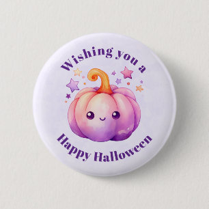 Süßer Pastell-Kürbis mit Sternen Halloween Button