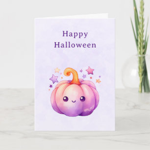 Süßer Pastell-Kürbis mit Sternen Halloween Feiertagskarte