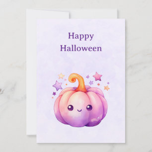 Süßer Pastell-Kürbis mit Sternen Halloween Feiertagskarte