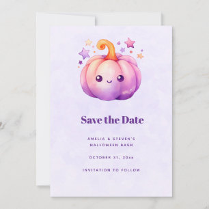 Süßer Pastell-Kürbis mit Sternen Herbstsaison Save The Date