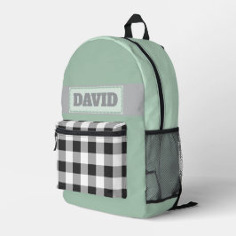 Süßer Pastell-Monogramm-Patch mit Büffelkaromuster Bedruckter Rucksack
