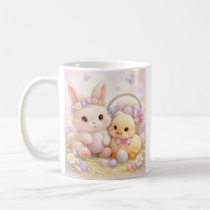 Süßer Pastell-Osterhase und Ente Kaffeetasse
