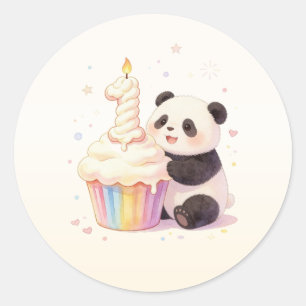 Süßer Pastell-Panda-Baby 1. Geburtstag Runder Aufkleber