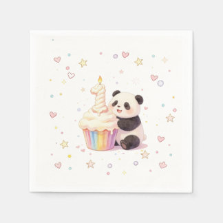 Süßer Pastell-Panda-Baby 1. Geburtstag Serviette