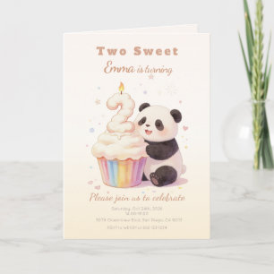 Süßer Pastell-Panda-Baby 2. Geburtstag Einladung